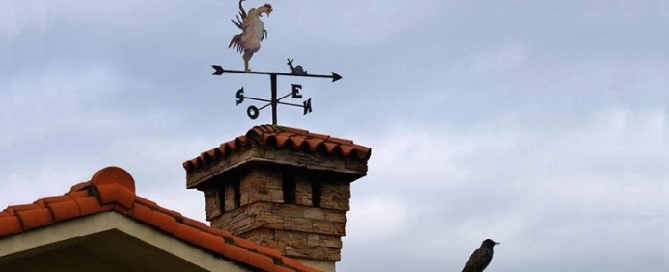 DIY weather vane on a chimney